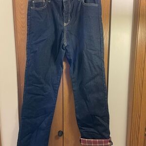 Dickies Women's Dark Blue Flannel Lined Straight Jeans